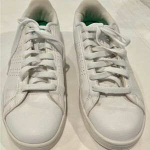 Adidas White Sneakers with Green Interior